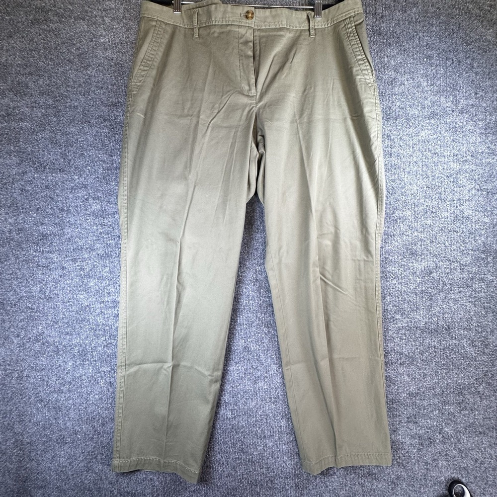 Talbots Womens Pants 18 Olive Green Relaxed Chino High Rise Stretch Cotton Blend